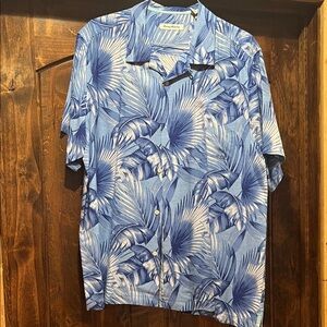 Tommy Bahama Blue Leaf Print Dress Shirt